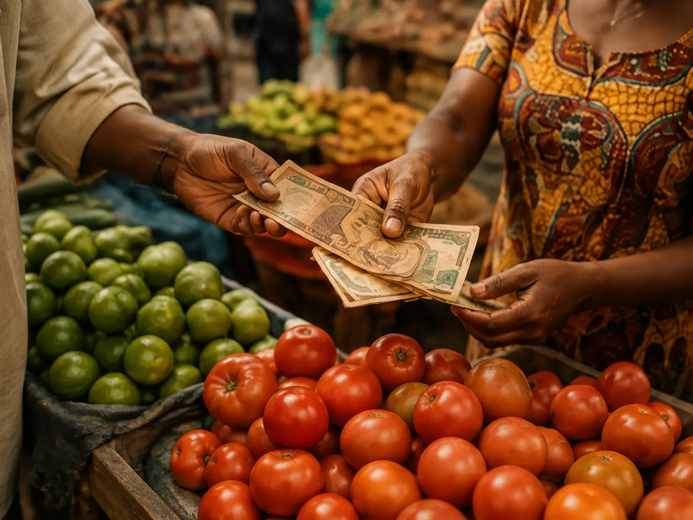 Paiement en espèces sur un marché